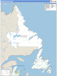 Newfoundland And Labrador Province Wall Map Basic Style