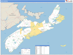 Nova Scotia Province Wall Map Basic Style