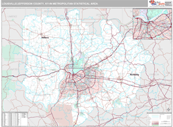 Louisville, Ky Metro Area Zip Code Wall Map