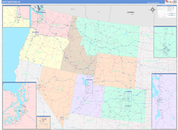 Northwest 2 United States Regional Wall Map US Regional Map Color Cast Style