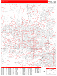 Phoenix, Az Zip Code Wall Map