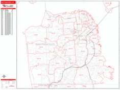 San Francisco Zip Code Wall Map