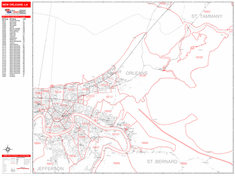 New Orleans Zip Code Wall Map