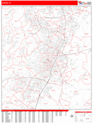 Austin, Tx Zip Code Wall Map