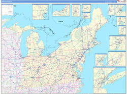 US Northeast Regional Wall Map Basic Style 2024