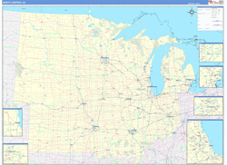 US North Central Regional Wall Map Basic Style 2024