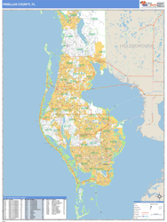 Pinellas County, FL Zip Code Wall Map Basic Style by MarketMAPS