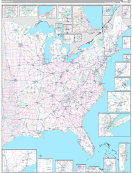US Eastern 2 Regional Wall Map Premium Style 2024