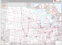 US North Central 2 Regional Wall Map Premium Style 2024