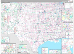 US South Central 2 Regional Wall Map Premium Style 2024