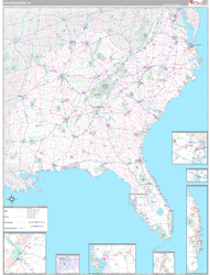 US Southeast 2 Regional Wall Map Premium Style 2024
