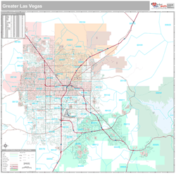 Greater Las Vegas Wall Map Premium Style 2024