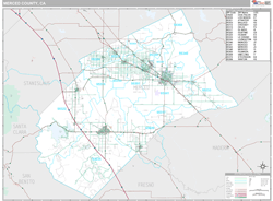 Merced County, CA Zip Code Wall Map Premium Style by MarketMAPS