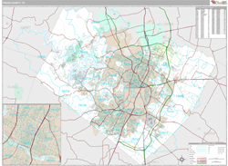 Travis County TX Wall Map Premium - 48453 