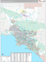 Los Angeles-Orange Counties, CA Wall Map Premium Style 2024