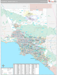 Los Angeles-Orange Counties, CA Wall Map Premium Style 2025