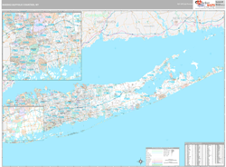 Nassau-Suffolk Counties, NY Wall Map Premium Style 2024