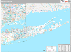 Nassau-Suffolk Counties, NY Wall Map Premium Style 2025