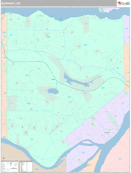Burnaby Canada City Wall Map Premium Style