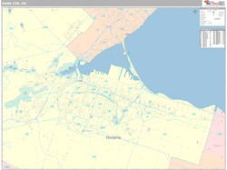 Hamilton Canada City Wall Map Premium Style