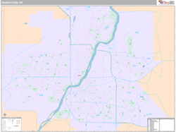 Saskatoon Canada City Wall Map Premium Style