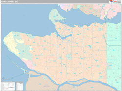 Vancouver Canada City Wall Map Premium Style