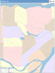 Burnaby Canada City Wall Map Color Cast Style