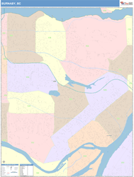 Burnaby Canada City Map Color Cast Style