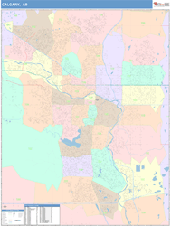 Calgary Canada City Map Color Cast Style