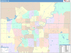 Edmonton Canada City Wall Map Color Cast Style