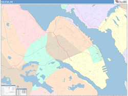 Halifax Canada City Wall Map Color Cast Style