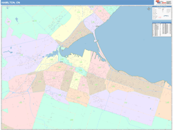 Hamilton Canada City Map Color Cast Style