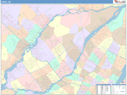 Laval Canada City Wall Map Color Cast Style