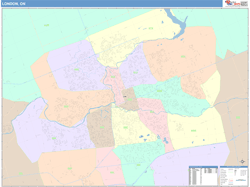 London Canada City Map Color Cast Style