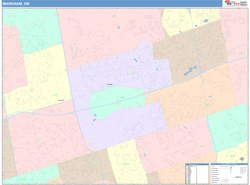 Markham Canada City Wall Map Color Cast Style
