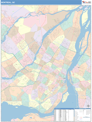 Montreal Canada City Wall Map Color Cast Style