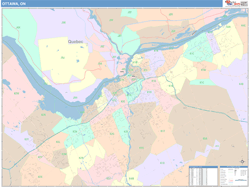 Ottawa Canada City Wall Map Color Cast Style