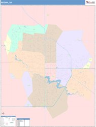 Regina Canada City Wall Map Color Cast Style