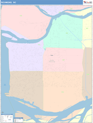 Richmond Canada City Wall Map Color Cast Style