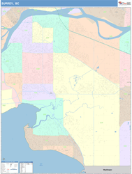 Surrey Canada City Wall Map Color Cast Style