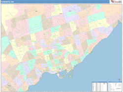 Toronto Canada City Wall Map Color Cast Style