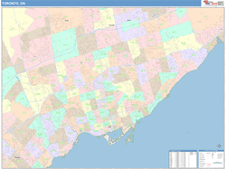 Toronto Canada City Map Color Cast Style