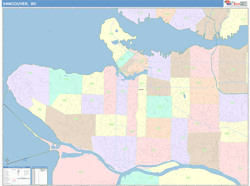 Vancouver Canada City Map Color Cast Style