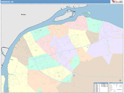 Windsor Canada City Map Color Cast Style