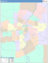 Winnipeg Canada City Map Color Cast Style