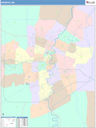 Winnipeg Canada City Wall Map Color Cast Style