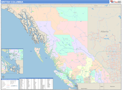 British Columbia Province Map Color Cast Style