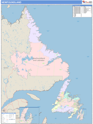 Newfoundland And Labrador Province Wall Map Color Cast Style