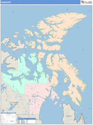 Nunavut Province Wall Map Color Cast Style