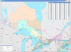 Ontario Province Wall Map Color Cast Style